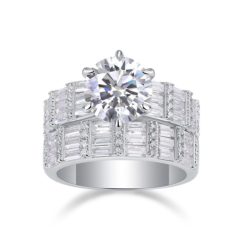 A Fashionable And Luxurious Jewelry Piece Set With 3-carat Moissanite S925 Sterling Silver And Platinum-plated Diamond