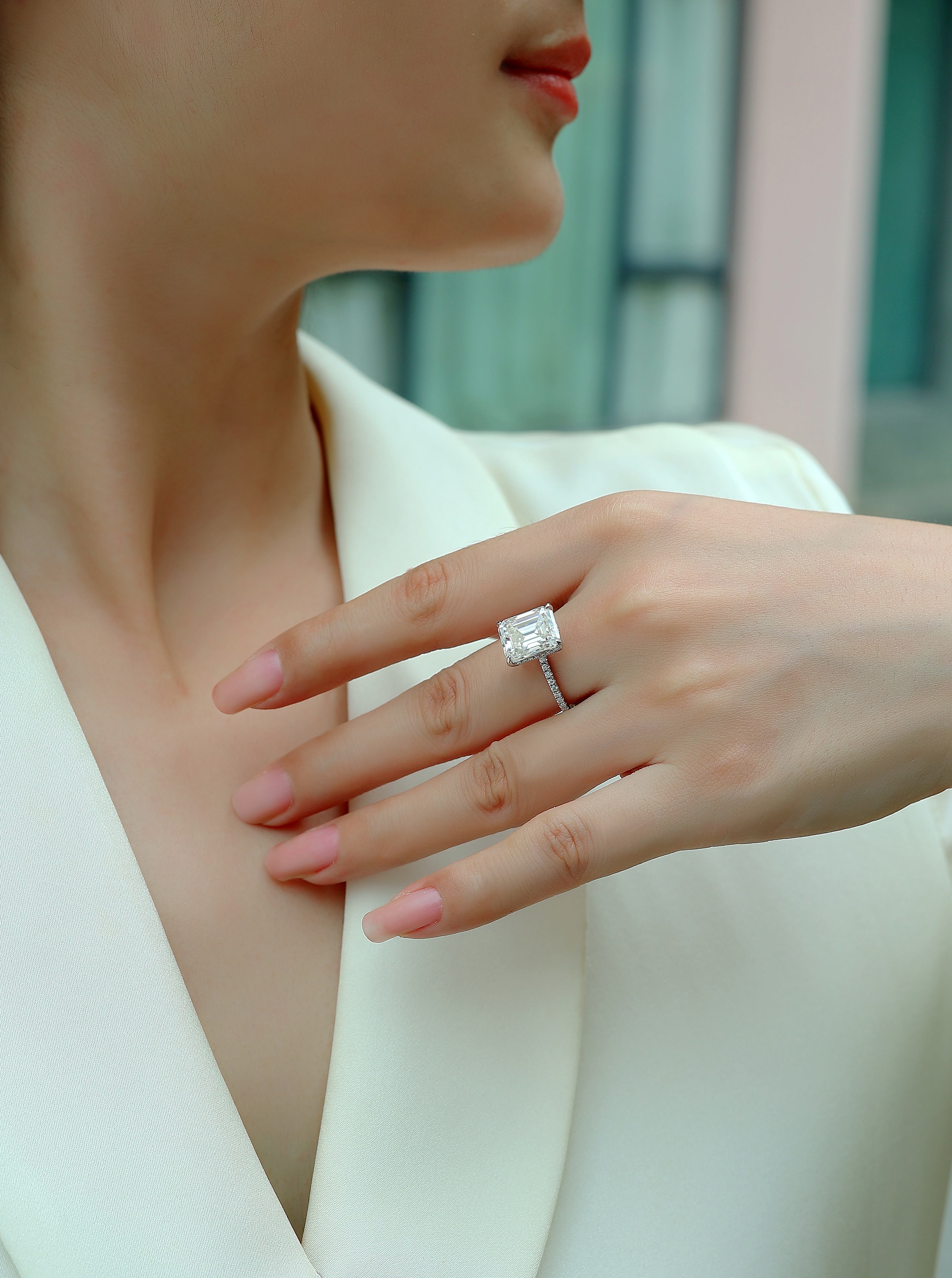 Fashionable Diamond Jewelry Set With Moissanite S925 Sterling Silver And Platinum Diamond Ring